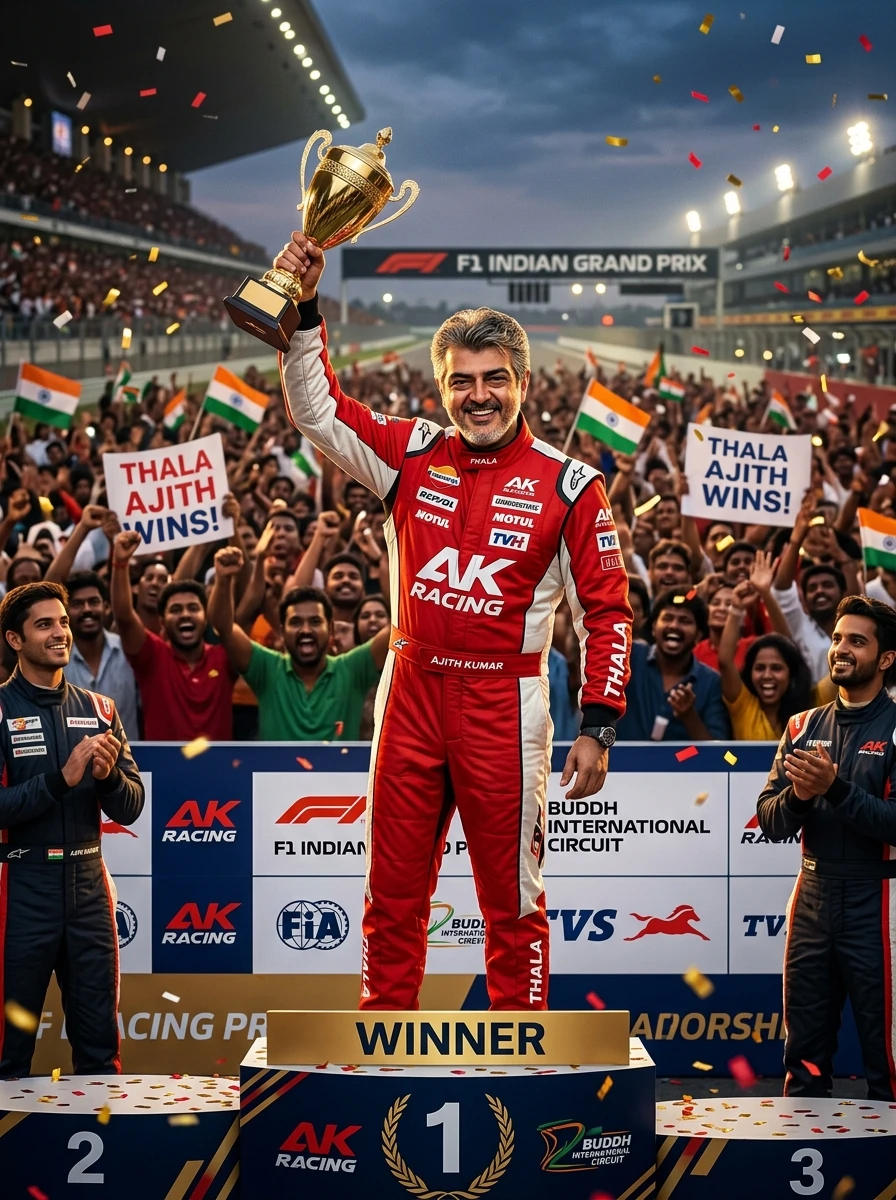 Ajith lifting trophy